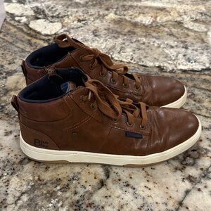Brown Leather High-Top Sneakers